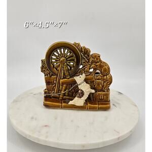 Vintage McCoy Pottery Figurine – Spinning Wheel Scene with Dog